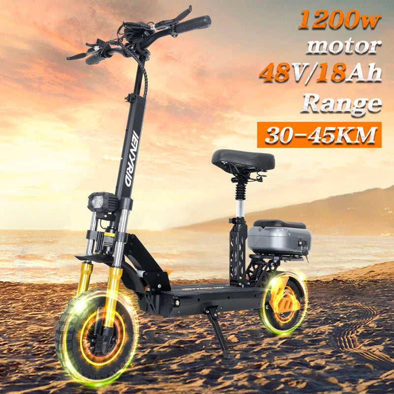 iENYRID M9 Electric Scooter 1200W 48V 18Ah, 50km/h, 10inch Tires, Black - High Speed Urban Commute