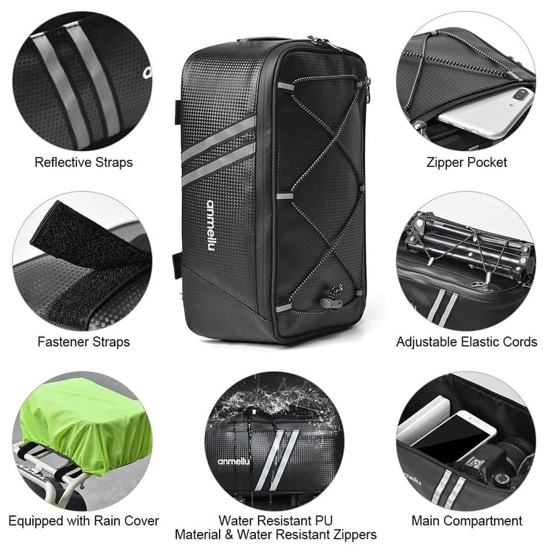 7L Bike Trunk Bag Rear Bag Water Resistant Bicycle Rack Bag - Alloy Bike