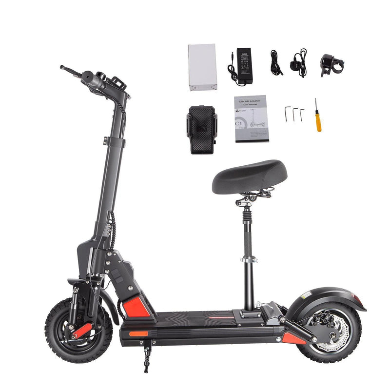 BOGIST C1 PRO Folding Electric Scooter 10" Tire 500W Motor, LCD Display Battery Life Up to 25 Miles Long Range with Seat - Black - Alloy Bike