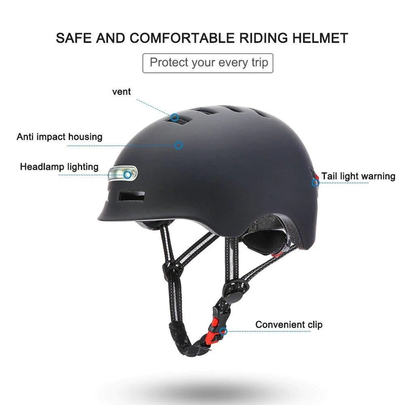 Helmet with front and rear light for electric scooter and bike - Alloy Bike