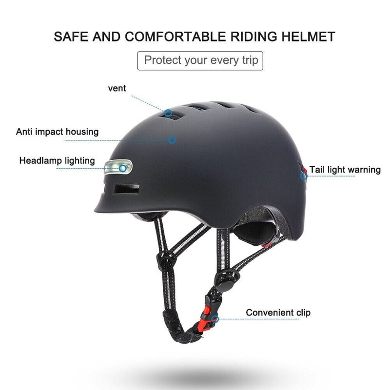 Electric Scooter and Bicycle Helmet with tail light Black